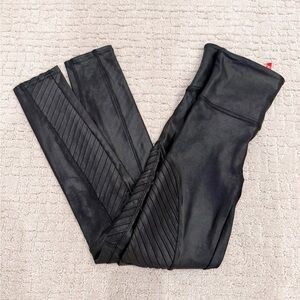 SPANX Black Moto-Panel Leggings